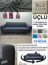Görseli Galeri görüntüleyiciye yükleyin, %100 Pamuk Petek Kumaş Füme 3"Lü Komple Giydirme Kanepe & Çekyat, Bohem, Porto vb Model Koltuk Kılıfları