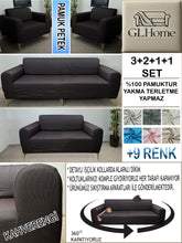 Görseli Galeri görüntüleyiciye yükleyin, %100 Pamuk Petek Kumaş Kahverengi 3+2+1+1 Set Komple Giydirme Kanepe&Çekyat, Bohem, vb Model Koltuk Kılıfları