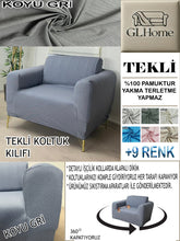 Görseli Galeri görüntüleyiciye yükleyin, %100 Pamuk Petek Kumaş Koyu Gri Tekli Komple Giydirme Tekli & Berjer, Bohem, Porto vb Model Koltuk Kılıfları