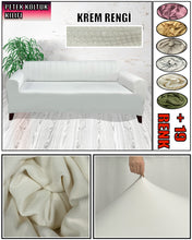 Görseli Galeri görüntüleyiciye yükleyin, Mikro Petek Kumaş Krem 3"Lü Komple Giydirme Kanepe & Çekyat, Bohem, vb Model Koltuk Kılıfları