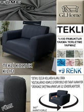 Görseli Galeri görüntüleyiciye yükleyin, %100 Pamuk Petek Kumaş Füme Tekli Komple Giydirme Tekli & Berjer, Bohem, Porto vb Model Koltuk Kılıfları