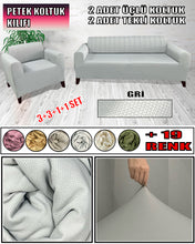 Görseli Galeri görüntüleyiciye yükleyin, Mikro Petek Kumaş Açık Gri 3+3+1+1 Set Komple Giydirme Kanepe & Çekyat, Bohem, vb Model Koltuk Kılıfları