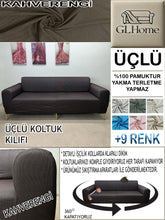 Görseli Galeri görüntüleyiciye yükleyin, %100 Pamuk Petek Kumaş Kahverengi 3"Lü Komple Giydirme Kanepe & Çekyat, Bohem, Porto vb Model Koltuk Kılıfları