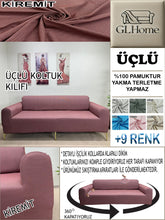 Görseli Galeri görüntüleyiciye yükleyin, %100 Pamuk Petek Kumaş Kiremit 3"Lü Komple Giydirme Kanepe & Çekyat, Bohem, Porto vb Model Koltuk Kılıfları