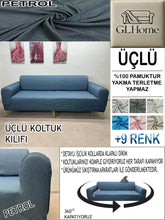 Görseli Galeri görüntüleyiciye yükleyin, %100 Pamuk Petek Kumaş Petrol 3"Lü Komple Giydirme Kanepe & Çekyat, Bohem, Porto vb Model Koltuk Kılıfları
