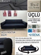 Görseli Galeri görüntüleyiciye yükleyin, %100 Pamuk Petek Kumaş Siyah 3"Lü Komple Giydirme Kanepe & Çekyat, Bohem, Porto vb Model Koltuk Kılıfları