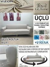 Görseli Galeri görüntüleyiciye yükleyin, %100 Pamuk Petek Kumaş Vizon 3"Lü Komple Giydirme Kanepe & Çekyat, Bohem, Porto vb Model Koltuk Kılıfları