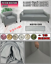 Görseli Galeri görüntüleyiciye yükleyin, Mikro Petek Kumaş Koyu Gri 3+3+1+1 Set Komple Giydirme Kanepe & Çekyat, Bohem, vb Model Koltuk Kılıfları