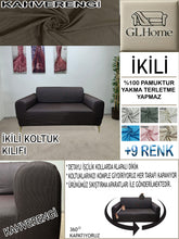 Görseli Galeri görüntüleyiciye yükleyin, %100 Pamuk Petek Kumaş Kahverengi Çift Kişilik Komple Giydirme 2"Li Kanepe, Bohem, vb Model Koltuk Kılıfları