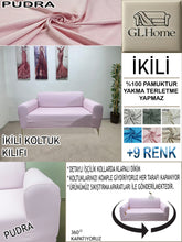 Görseli Galeri görüntüleyiciye yükleyin, %100 Pamuk Petek Kumaş Pudra Çift Kişilik Komple Giydirme 2"Li Kanepe, Bohem, vb Model Koltuk Kılıfları