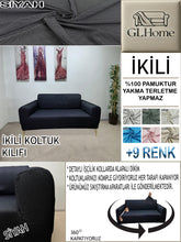 Görseli Galeri görüntüleyiciye yükleyin, %100 Pamuk Petek Kumaş Siyah Çift Kişilik Komple Giydirme 2"Li Kanepe, Bohem, vb Model Koltuk Kılıfları