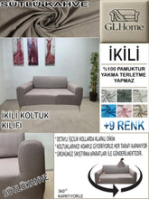 Görseli Galeri görüntüleyiciye yükleyin, %100 Pamuk Petek Kumaş Sütlü Kahve Çift Kişilik Komple Giydirme 2"Li Kanepe, Bohem, vb Model Koltuk Kılıfları