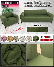 Görseli Galeri görüntüleyiciye yükleyin, Mikro Petek Kumaş Haki 3+3+1+1 Set Komple Giydirme Kanepe & Çekyat, Bohem, vb Model Koltuk Kılıfları