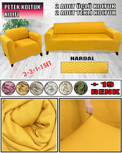 Görseli Galeri görüntüleyiciye yükleyin, Mikro Petek Kumaş Hardal 3+3+1+1 Set Komple Giydirme Kanepe & Çekyat, Bohem, vb Model Koltuk Kılıfları
