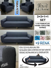 Görseli Galeri görüntüleyiciye yükleyin, %100 Pamuk Petek Kumaş Füme 3+3+1+1 Set Komple Giydirme Kanepe&Çekyat, Bohem, vb Model Koltuk Kılıfları