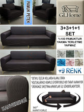 Görseli Galeri görüntüleyiciye yükleyin, %100 Pamuk Petek Kumaş Kahverengi 3+3+1+1 Set Komple Giydirme Kanepe&Çekyat, Bohem, vb Model Koltuk Kılıfları