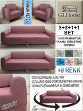 Görseli Galeri görüntüleyiciye yükleyin, %100 Pamuk Petek Kumaş Kiremit 3+3+1+1 Set Komple Giydirme Kanepe&Çekyat, Bohem, vb Model Koltuk Kılıfları