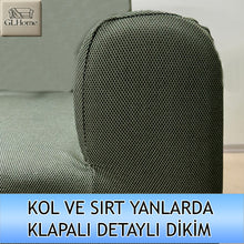 Görseli Galeri görüntüleyiciye yükleyin, %100 Pamuk Petek Kumaş Haki 3"Lü Komple Giydirme Kanepe & Çekyat, Bohem, Porto vb Model Koltuk Kılıfları