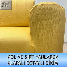 Görseli Galeri görüntüleyiciye yükleyin, %100 Pamuk Petek Kumaş Hardal Çift Kişilik Komple Giydirme 2"Li Kanepe, Bohem, vb Model Koltuk Kılıfları