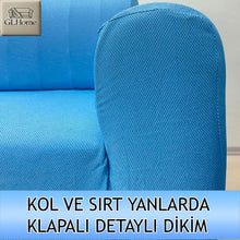 Görseli Galeri görüntüleyiciye yükleyin, %100 Pamuk Petek Kumaş Mavi Çift Kişilik Komple Giydirme 2"Li Kanepe, Bohem, vb Model Koltuk Kılıfları