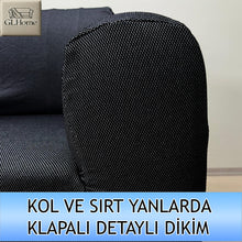 Görseli Galeri görüntüleyiciye yükleyin, %100 Pamuk Petek Kumaş Siyah 3+2+1+1 Set Komple Giydirme Kanepe&Çekyat, Bohem, vb Model Koltuk Kılıfları
