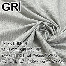 Görseli Galeri görüntüleyiciye yükleyin, %100 Pamuk Petek Kumaş Gri 3+2+1+1 Set Komple Giydirme Kanepe&Çekyat, Bohem, vb Model Koltuk Kılıfları