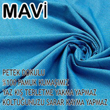 Görseli Galeri görüntüleyiciye yükleyin, %100 Pamuk Petek Kumaş Mavi 3+2+1+1 Set Komple Giydirme Kanepe&Çekyat, Bohem, vb Model Koltuk Kılıfları