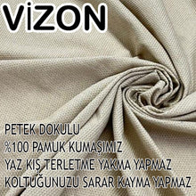 Görseli Galeri görüntüleyiciye yükleyin, %100 Pamuk Petek Kumaş Vizon 3+2+1+1 Set Komple Giydirme Kanepe&Çekyat, Bohem, vb Model Koltuk Kılıfları
