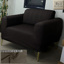 Görseli Galeri görüntüleyiciye yükleyin, %100 Pamuk Petek Kumaş Kahverengi 3+2+1+1 Set Komple Giydirme Kanepe&Çekyat, Bohem, vb Model Koltuk Kılıfları