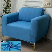 Görseli Galeri görüntüleyiciye yükleyin, %100 Pamuk Petek Kumaş Mavi Tekli Komple Giydirme Tekli & Berjer, Bohem, Porto vb Model Koltuk Kılıfları