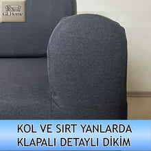 Görseli Galeri görüntüleyiciye yükleyin, %100 Pamuklu Fransız Kumaş Füme Tekli&Berjer Komple Giydirme, Bohem, Porto Model Koltuk Kılıfı