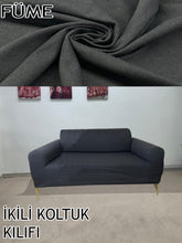 Görseli Galeri görüntüleyiciye yükleyin, %100 Pamuklu Fransız Kumaş Füme 3+3+1+1 Komple Giydirme Kanepe&Çekyat, Bohem, Porto, vn. Model Koltuk Kılıfı