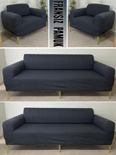 Görseli Galeri görüntüleyiciye yükleyin, %100 Pamuklu Fransız Kumaş Füme 3+3+1+1 Komple Giydirme Kanepe&Çekyat, Bohem, Porto, vn. Model Koltuk Kılıfı