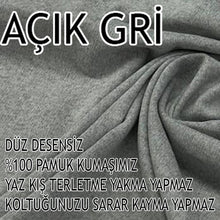 Görseli Galeri görüntüleyiciye yükleyin, %100 Pamuklu Fransız Kumaş Açık Gri 3+2+1+1 Komple Giydirme Kanepe&Çekyat, Bohem, Porto, vn. Model Koltuk Kılıfı