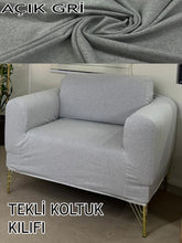 Görseli Galeri görüntüleyiciye yükleyin, %100 Pamuklu Fransız Kumaş Açık Gri 3+3+1+1 Komple Giydirme Kanepe&Çekyat, Bohem, Porto, vn. Model Koltuk Kılıfı