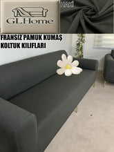 Görseli Galeri görüntüleyiciye yükleyin, %100 Pamuklu Fransız Kumaş Haki 3Lü Komple Giydirme Kanepe & Çekyat, Bohem, Porto, Vb. Model Koltuk Kilifi