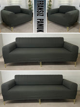 Görseli Galeri görüntüleyiciye yükleyin, %100 Pamuklu Fransız Kumaş Haki 3+3+1+1 Komple Giydirme Kanepe&Çekyat, Bohem, Porto, vn. Model Koltuk Kılıfı