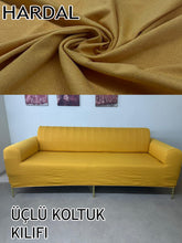 Görseli Galeri görüntüleyiciye yükleyin, %100 Pamuklu Fransız Kumaş Hardal 3Lü Komple Giydirme Kanepe & Çekyat, Bohem, Porto, Vb. Model Koltuk Kilifi