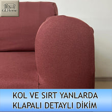 Görseli Galeri görüntüleyiciye yükleyin, %100 Pamuklu Fransız Kumaş Kiremit 3Lü Komple Giydirme Kanepe & Çekyat, Bohem, Porto, Vb. Model Koltuk Kilifi