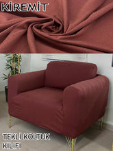 Görseli Galeri görüntüleyiciye yükleyin, %100 Pamuklu Fransız Kumaş Kiremit Tekli&Berjer Komple Giydirme, Bohem, Porto Model Koltuk Kılıfı