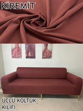Görseli Galeri görüntüleyiciye yükleyin, %100 Pamuklu Fransız Kumaş Kiremit 3Lü Komple Giydirme Kanepe & Çekyat, Bohem, Porto, Vb. Model Koltuk Kilifi