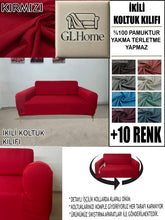 Görseli Galeri görüntüleyiciye yükleyin, %100 Pamuklu Fransız Kumaş Kırmızı Çift Kişilik Komple Giydirme 2"Li Kanepe, Bohem, vb Model Koltuk Kılıfları