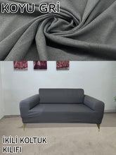 Görseli Galeri görüntüleyiciye yükleyin, %100 Pamuklu Fransız Kumaş Koyu Gri Çift Kişilik Komple Giydirme 2"Li Kanepe, Bohem, vb Model Koltuk Kılıfları