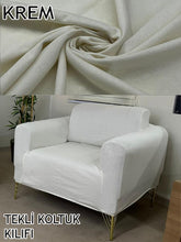 Görseli Galeri görüntüleyiciye yükleyin, %100 Pamuklu Fransız Kumaş Krem 3+2+1+1 Komple Giydirme Kanepe&Çekyat, Bohem, Porto, vn. Model Koltuk Kılıfı