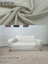Görseli Galeri görüntüleyiciye yükleyin, %100 Pamuklu Fransız Kumaş Krem Çift Kişilik Komple Giydirme 2"Li Kanepe, Bohem, vb Model Koltuk Kılıfları