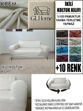 Görseli Galeri görüntüleyiciye yükleyin, %100 Pamuklu Fransız Kumaş Krem Çift Kişilik Komple Giydirme 2"Li Kanepe, Bohem, vb Model Koltuk Kılıfları