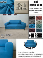 Görseli Galeri görüntüleyiciye yükleyin, %100 Pamuklu Fransız Kumaş Mavi Çift Kişilik Komple Giydirme 2"Li Kanepe, Bohem, vb Model Koltuk Kılıfları