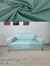Görseli Galeri görüntüleyiciye yükleyin, %100 Pamuklu Fransız Kumaş Mint 3+2+1+1 Komple Giydirme Kanepe&Çekyat, Bohem, Porto, vn. Model Koltuk Kılıfı