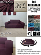 Görseli Galeri görüntüleyiciye yükleyin, %100 Pamuklu Fransız Kumaş Mürdüm Çift Kişilik Komple Giydirme 2"Li Kanepe, Bohem, vb Model Koltuk Kılıfları