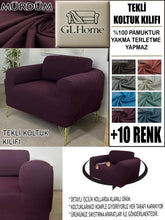 Görseli Galeri görüntüleyiciye yükleyin, %100 Pamuklu Fransız Kumaş Mürdüm Tekli&Berjer Komple Giydirme, Bohem, Porto Model Koltuk Kılıfı